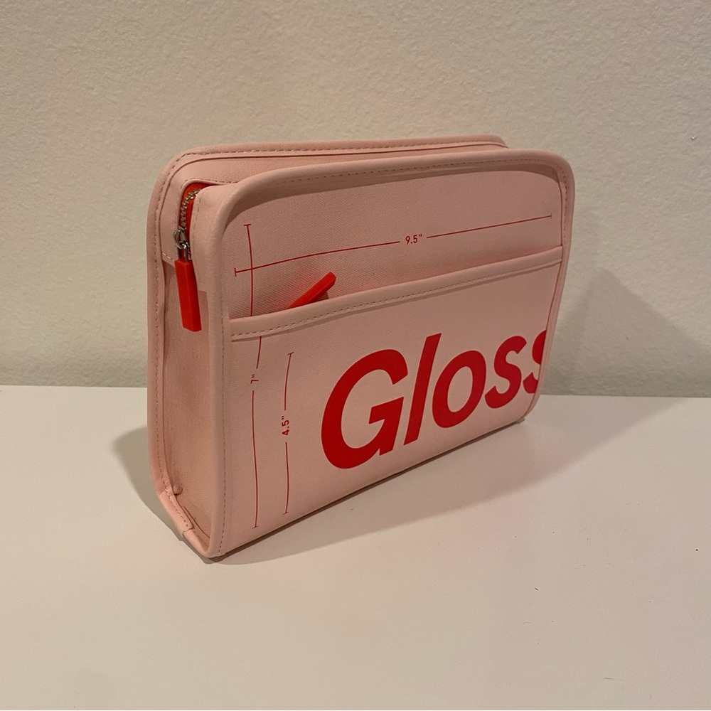Glossier beauty bag pink and red